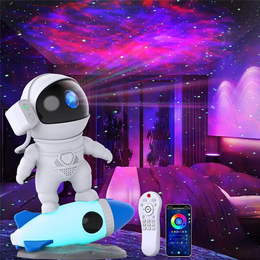 Rocket Astronaut Galaxy Projector Night Light Lamp and 12 Film Starry Sky Astronaut Porjectors Lamp Planetarium for Kids Bedroom