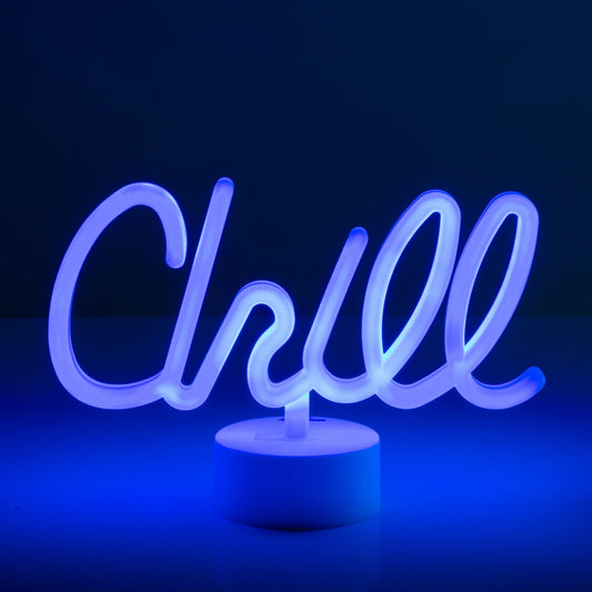 7” Chill LED Neon Table Light, Blue, Battery-Powered