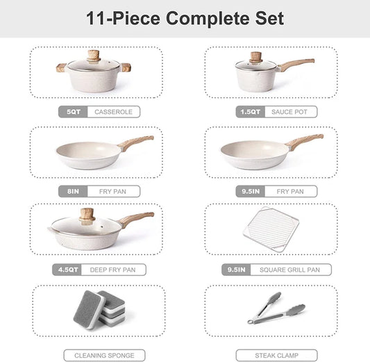 Nonstick 11 Piece Aluminum Cookware Set