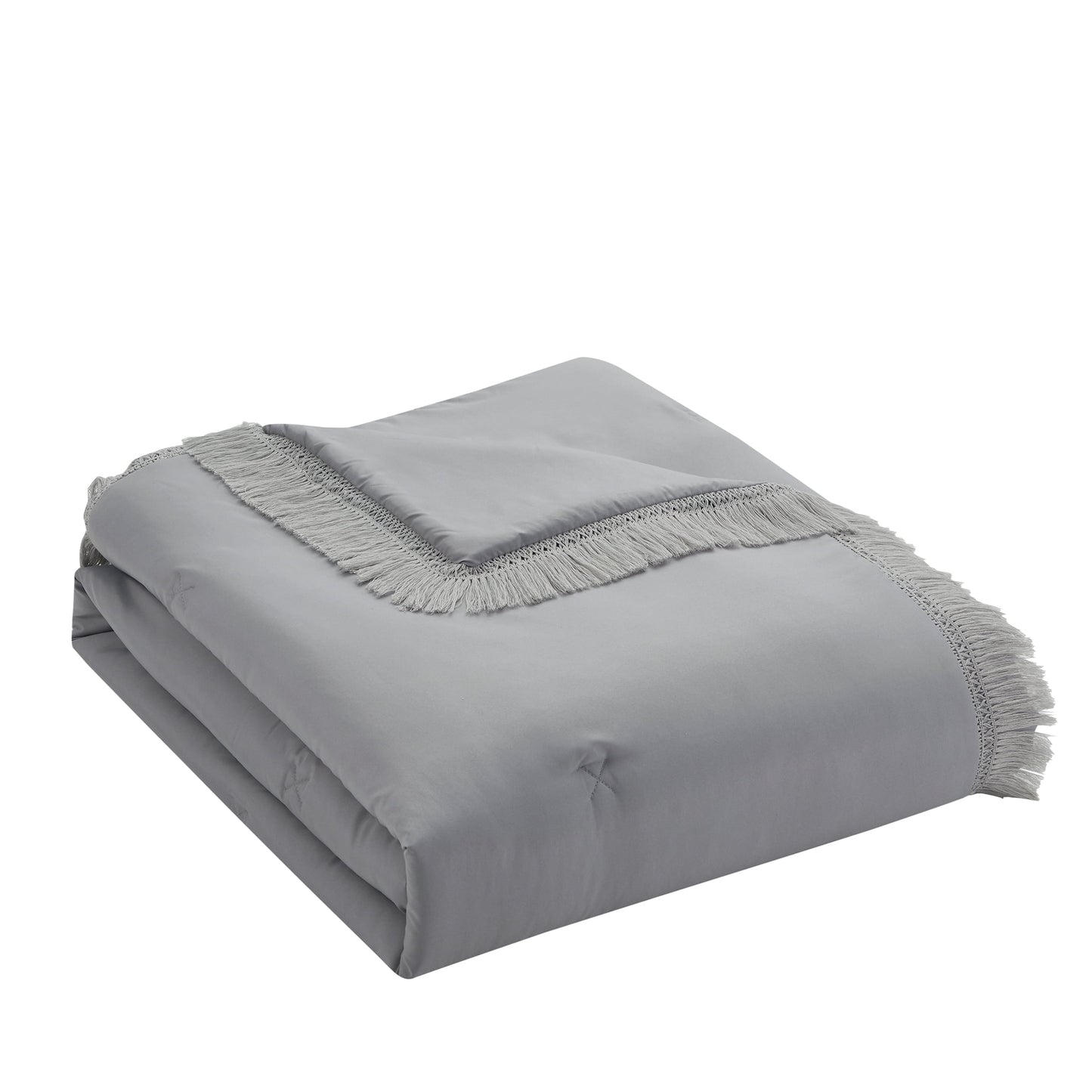 Ultimate Bedding Bundle 10-Piece Grey Cross Stitch Bed in a Bag, Twin/Twin XL