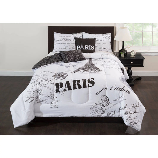 Paris 5-Piece Bed set, Multi-Color 100% Polyester Fill Bedding Comforter Set, Full