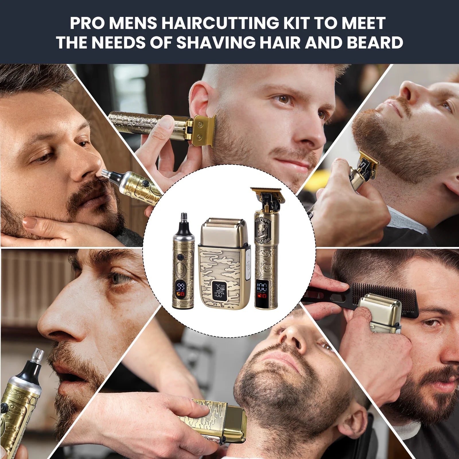 Hair Beard Trimmer Razor Shavers Grooming Kit, Electric Razor Shavers and Hair Clipper with LCD Display for Men Father Husband Birthday Gifts