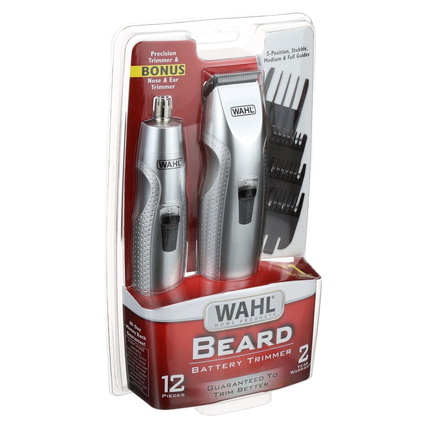 Mustache Mens Multi-Groomer, Battery Beard Trimmer, Silver,12 pcs