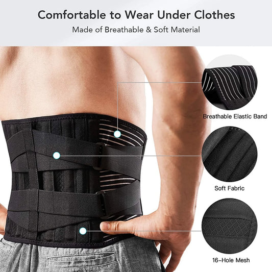 Adjustable Lower Back Brace Lumbar Support Waist Belt for Men Women Pain Relief.