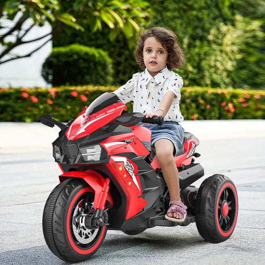 12V Kids Ride on Motorcycle, Battery Powered Electric Ride on Motorcycle Bike W/Training Wheels Headlights